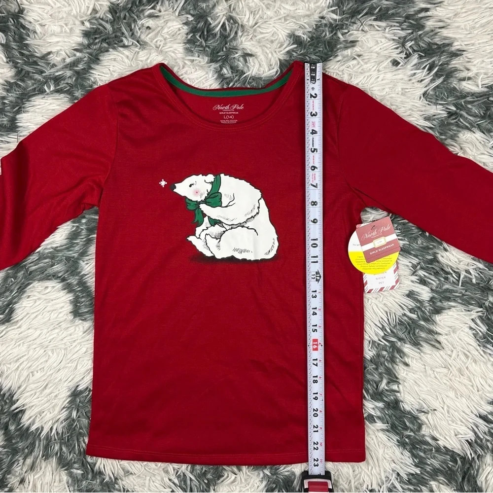 NWT North Pole Kids Girls Red Long Sleeve Sleep Shirt Size Large (14)
